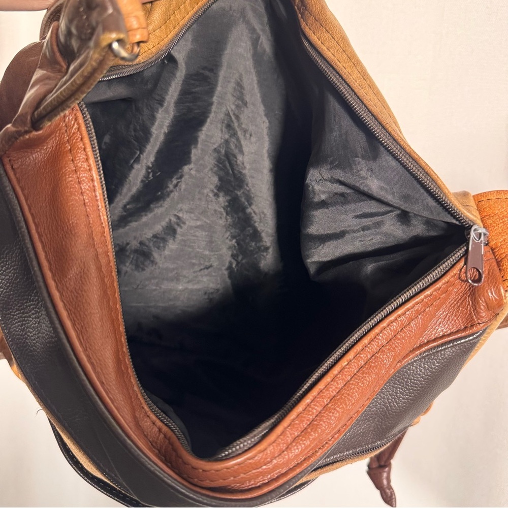 Vintage Slouchy Leather Patchwork Crossbody Bag - Picture 9 of 10